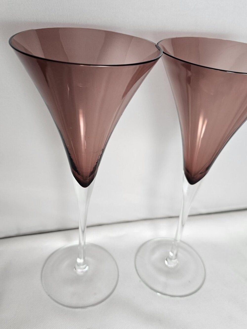 Pottery Barn Amethyst Wine Glasses 9" Bijoux stemmed goblet set/2 elegant flutes - Picture 10 of 12